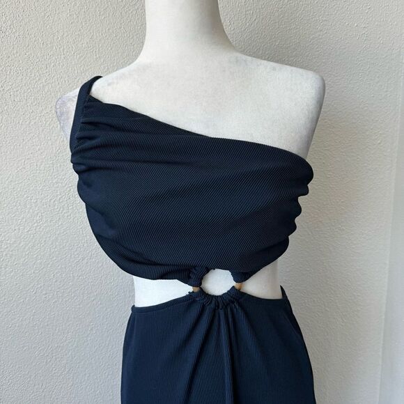 Anrabess Blue Halter Strappy Dress Circle Front Cutout SZ M - Picture 3 of 15